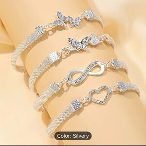 Chic Silver Anklet  Bracelet Collection 4 pcs
